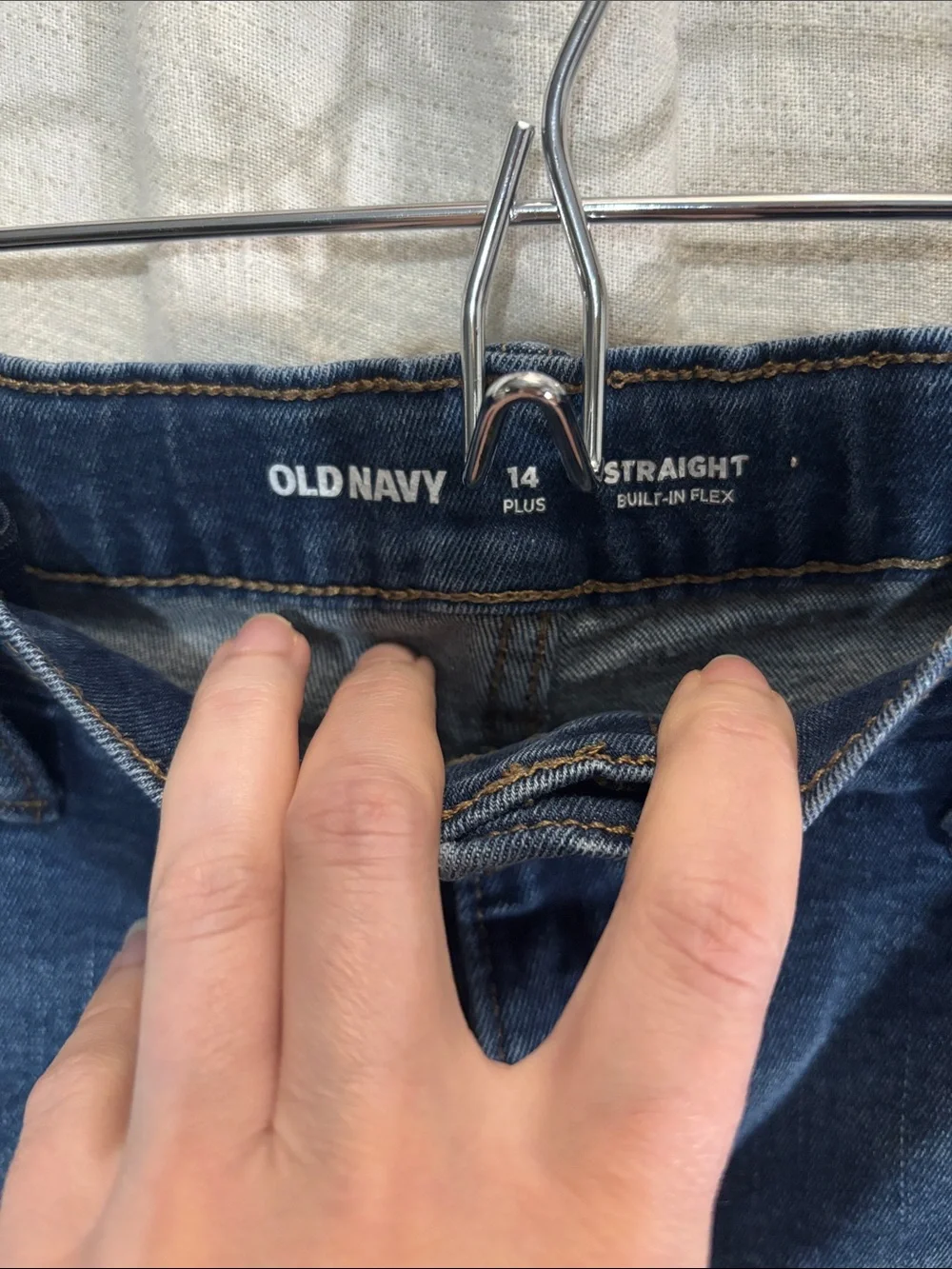 Old Navy Boys/Teens Deep Indigo Straight-Leg Jeans Adjustable Waist 14 Plus